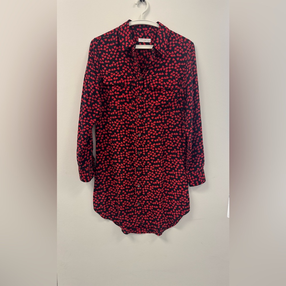 Equipment Red and black Long Sleeve Button Down Shirt